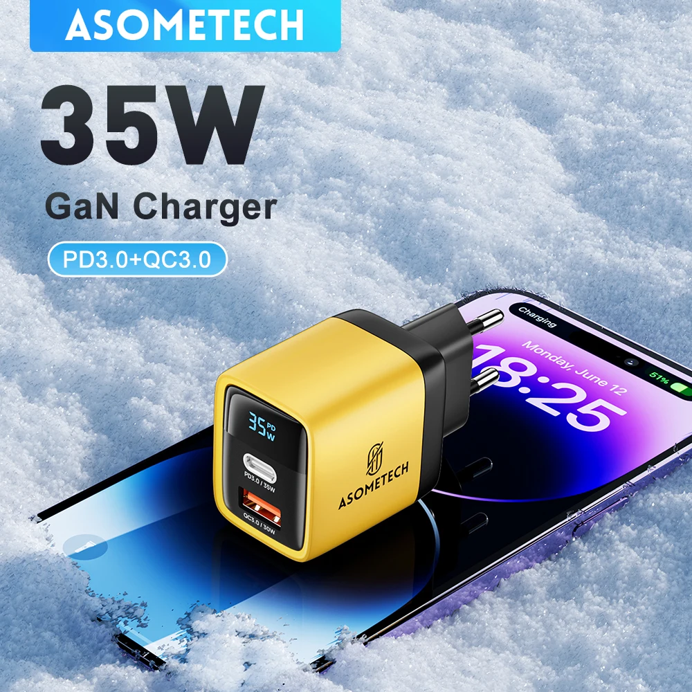 Ładowarka USB C 35W Gan Fast Charge Ładowarka typu C PD3.0 QC4.0 PPS Ładowarka do telefonu iPhone 14 Pro 13 12 Samsung S23 S22 Tablety