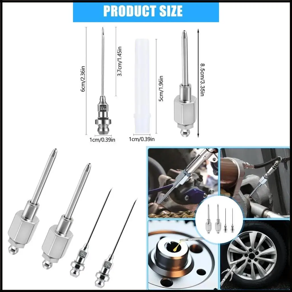 

4Pcs Steel Grease Guns Tipss, Needle Nozzle Lubricator Suitable for Hard to Reach Areas Workshop Machinery Maintenance
