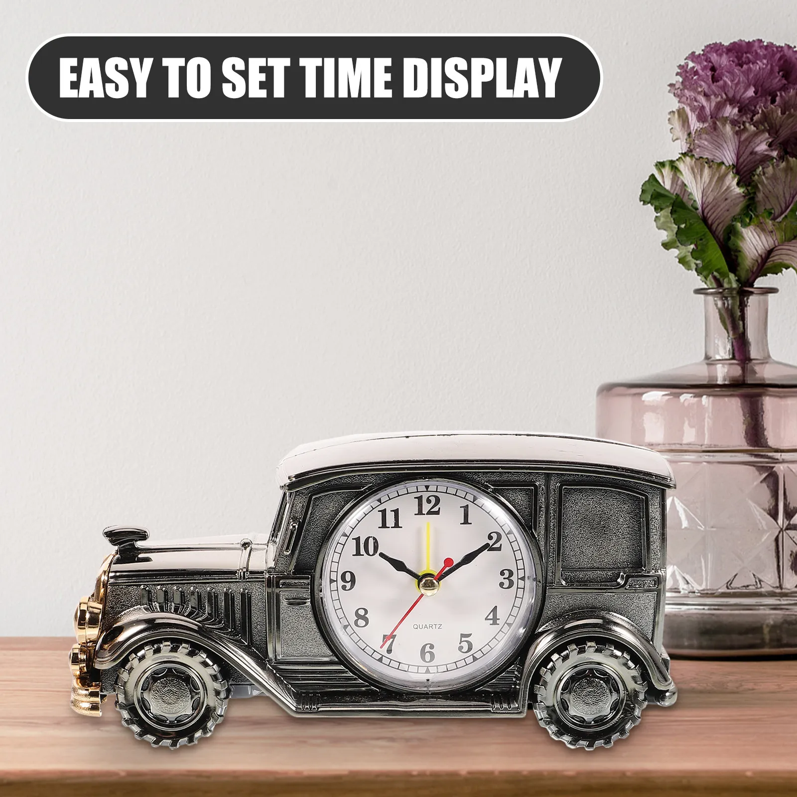Relógio Despertador em Forma de Carro Clássico, Material Premium, Relógio de Mesa Vintage para Decoração de Casa, Dormitório e Escritório