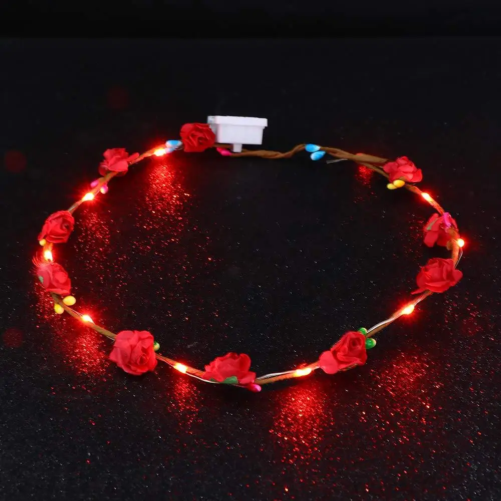 

Light Hairband For Bride Simulation Flower Luminous Birthday Party Wreath Headband Glowing Wreath Flower Crowns Beach Headband