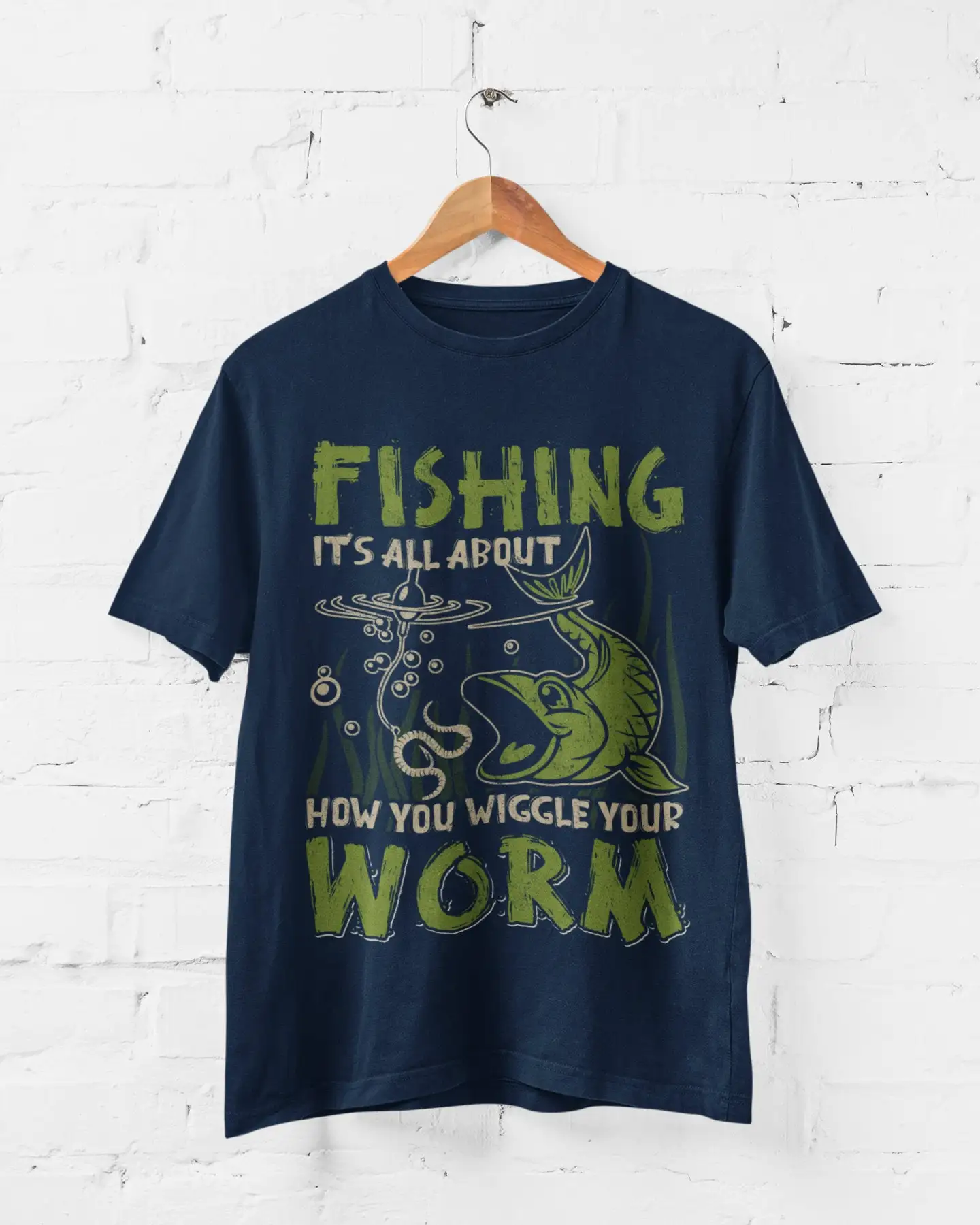 Funny Fishing T Shirt It's All About How You Wiggle Your Worm sizes Small to 6XL FB4