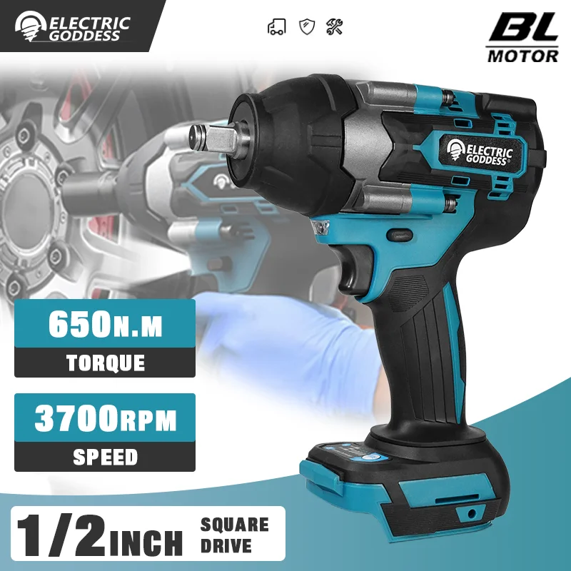 

Электрическая богиня DTW700 Бесщеточный аккумуляторный ударный гайковерт 1/2 дюйма с высоким крутящим моментом и регулируемым режимом Электроинструменты для Makita 18 В BatteryPin