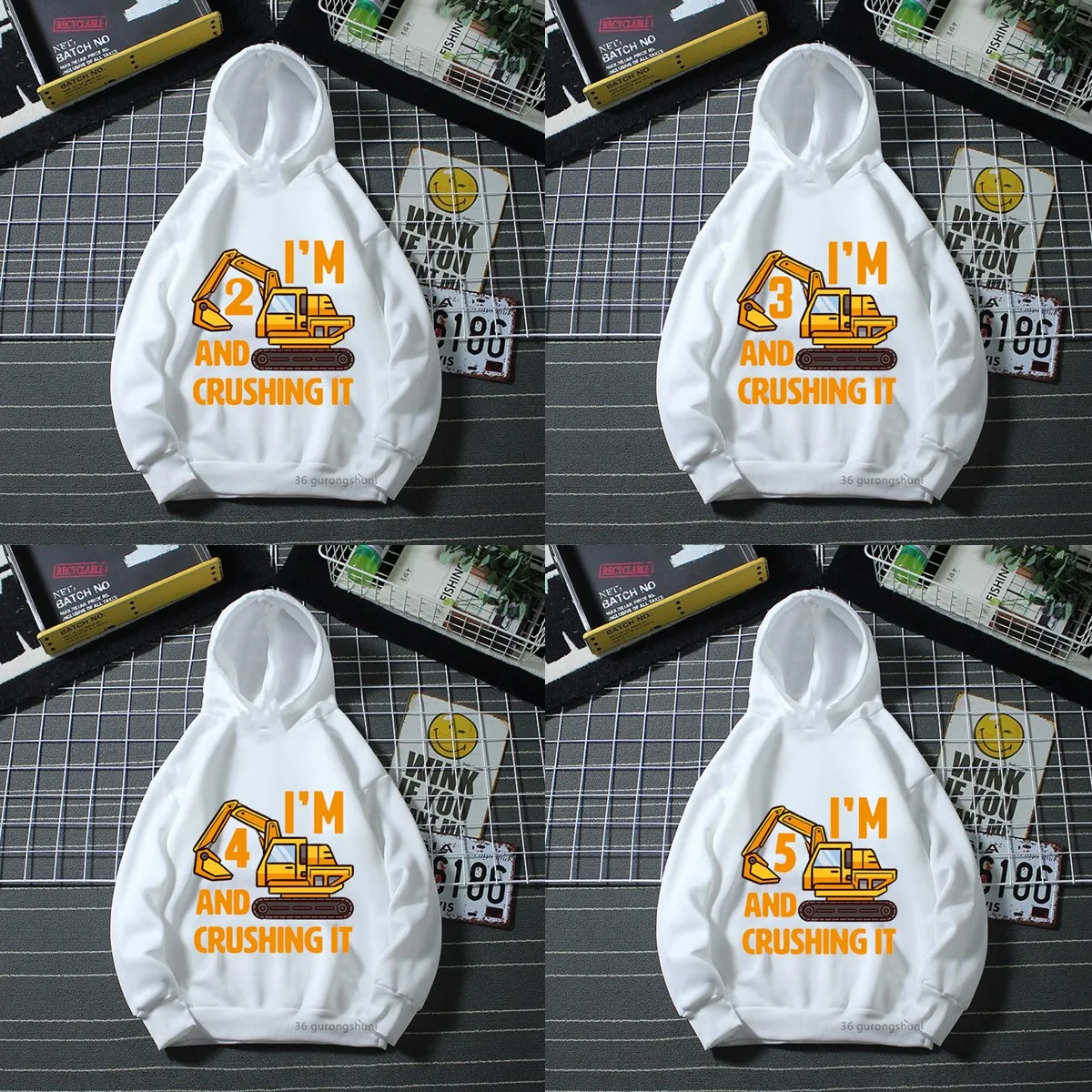 

2022 Newly Boys Hoodies Interesting Excavator Graphic Print 2 -10 Birthday Gift Costume Name Kids Long Sleeve Sweatshirt Tops