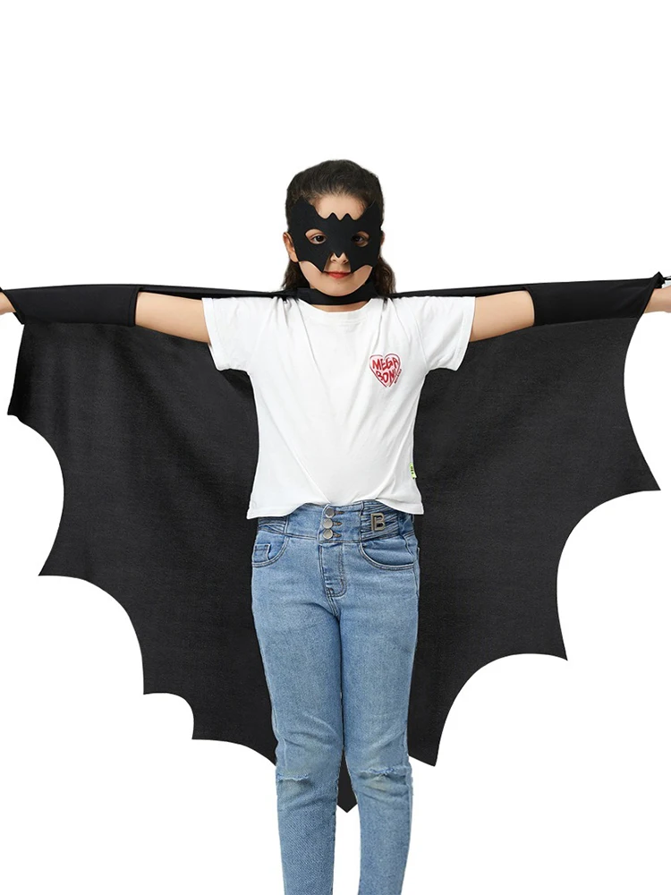 Costume da pipistrello di Halloween per bambini, ragazzi e ragazze, mantello nero, vestire, feste, cosplay, mantelli da pipistrello, abiti da palcoscenico per il festival di carnevale