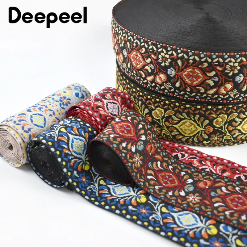 5/10Yards 5cm Ethnic Jacquard Webbing Bag Strap Decorative Braid Ribbon Band Garment Bias Binding Belt Sling Sewing Accessories 6