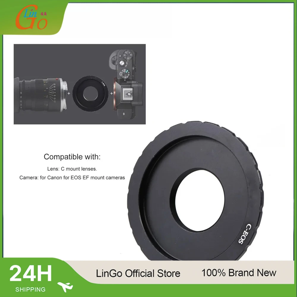 Anillo adaptador LinGo C-EOS, lente de montura C para Canon, adaptador de montura de lente para cuerpo de cámara EOS EF, C-EOS