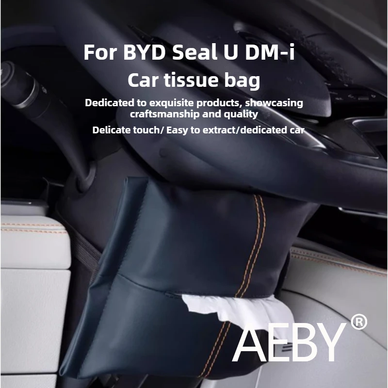 

AEBY For BYD Seal U DM-i 2020-2025 Car Tissue Box Holder, Under Steering Wheel Organizer, Leather Paper Dispenser, Easy Install
