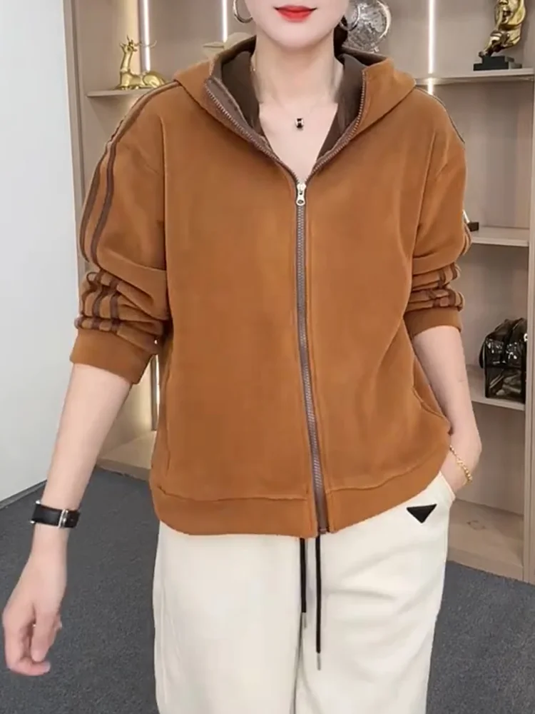 

Korean Sle Casual Hoodie Faionable Versatile Slimming Age-Defng Top for plus Size Women Autumn New Arrival