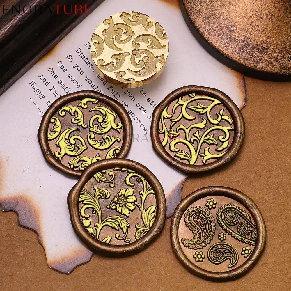 European Pattern Wax Seaingl Stamp Paisley Damascus Curling Grass Copper Head Envelope DIY Sealing Party Invitation Scrapbooking