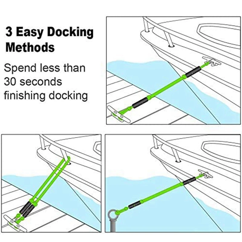 Moocy 2-Pack Boat Bungee Dock Line With Hook Mooring Rope Boat Accessories For Boats Pontoon Jet Ski Seadoo Waverunner Kayak