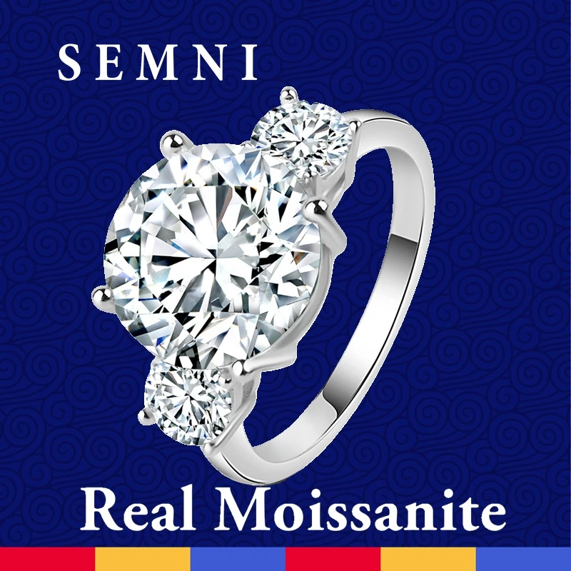 

SEMNI Total 6.0ct Moissanite Diamond Ring for Women Ruby Sapphire Emerald Wedding Promise Band 925 Sterling Silver