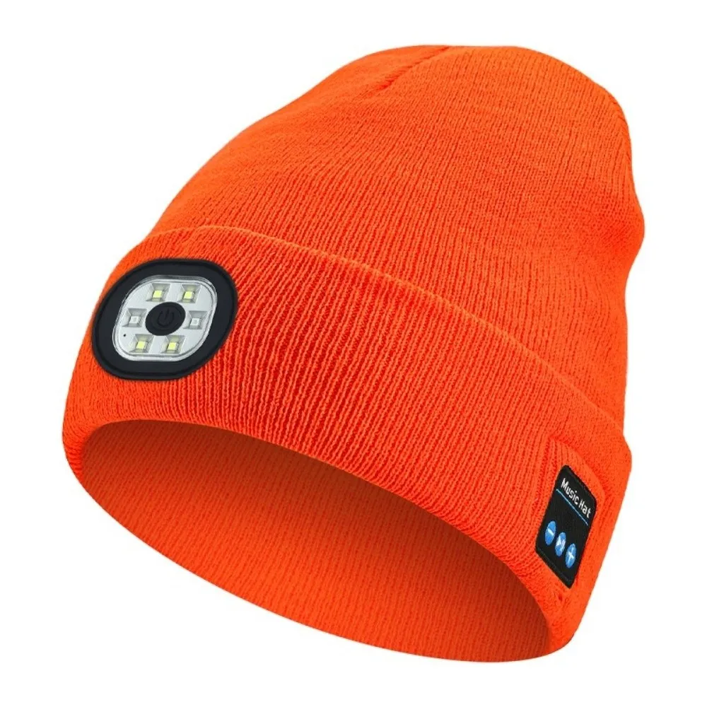 Unique With Light Bluetooth Beanie Hat Removable Headphones Headlamp Cap Speaker Mic Rechargeable Wireless Headphones Jogging