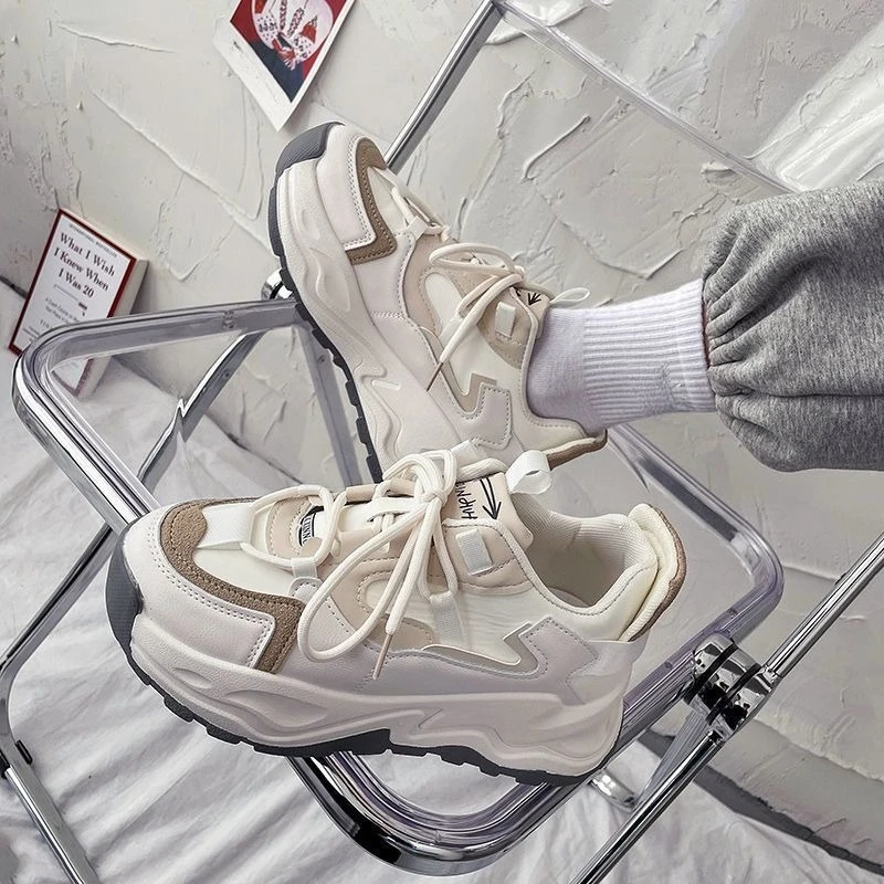 spring-summer-clunky-sneakers-women-thick-sole-height-increase-white-sneakers-student-korean-style-versatile-athleisure-shoes​