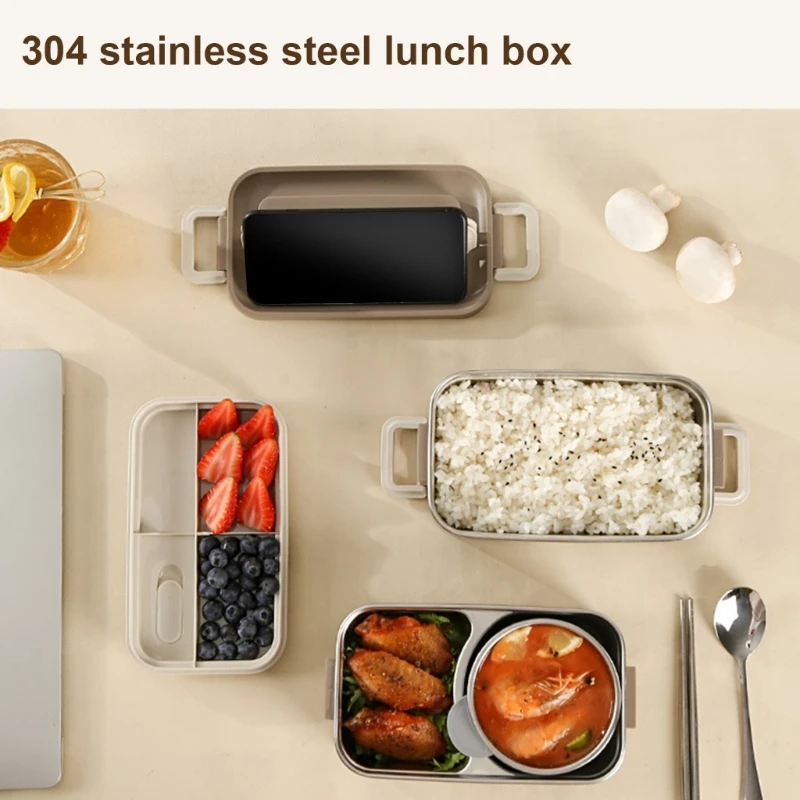 

Lunch Box Leakproof Box 304Stainless Steel Meal Prepping Box Storage Box Suitable for School and Office 203C