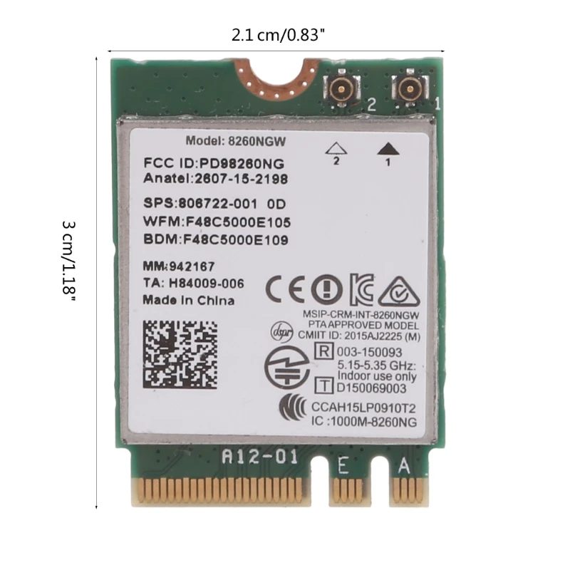 بطاقة لاسلكية DualBand 867M متوافقة مع 4.2 M.2 لـ 8260 8260NGW