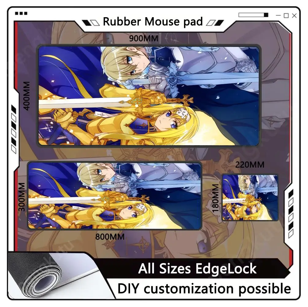 Sword Art Online Mouse Pad Non-Slip Cartoon Large Game Pad Rubber Edge Fashion Gaming accessories locking Mousemat