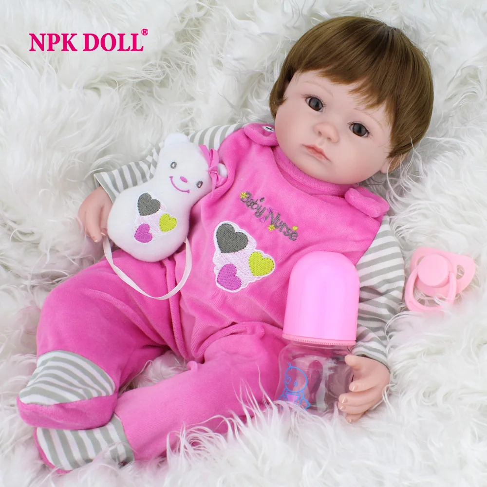 

NPK DOLL Bebe Reborn 17inch Soft Silicone Reborn Baby doll Girl Real alive dolls surprises gift for Kids