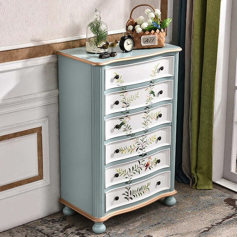 Painted American retro six-chest cabinet solid wood drawer cabinet