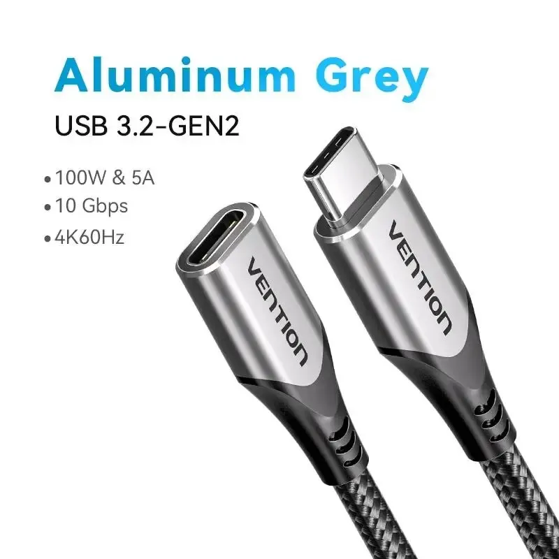 Vention USB C Verlengkabel Type C Verlengsnoer USB-C Thunderbolt 3 voor Xiaomi Nintendo Switch USB 3.2 Verlengkabel