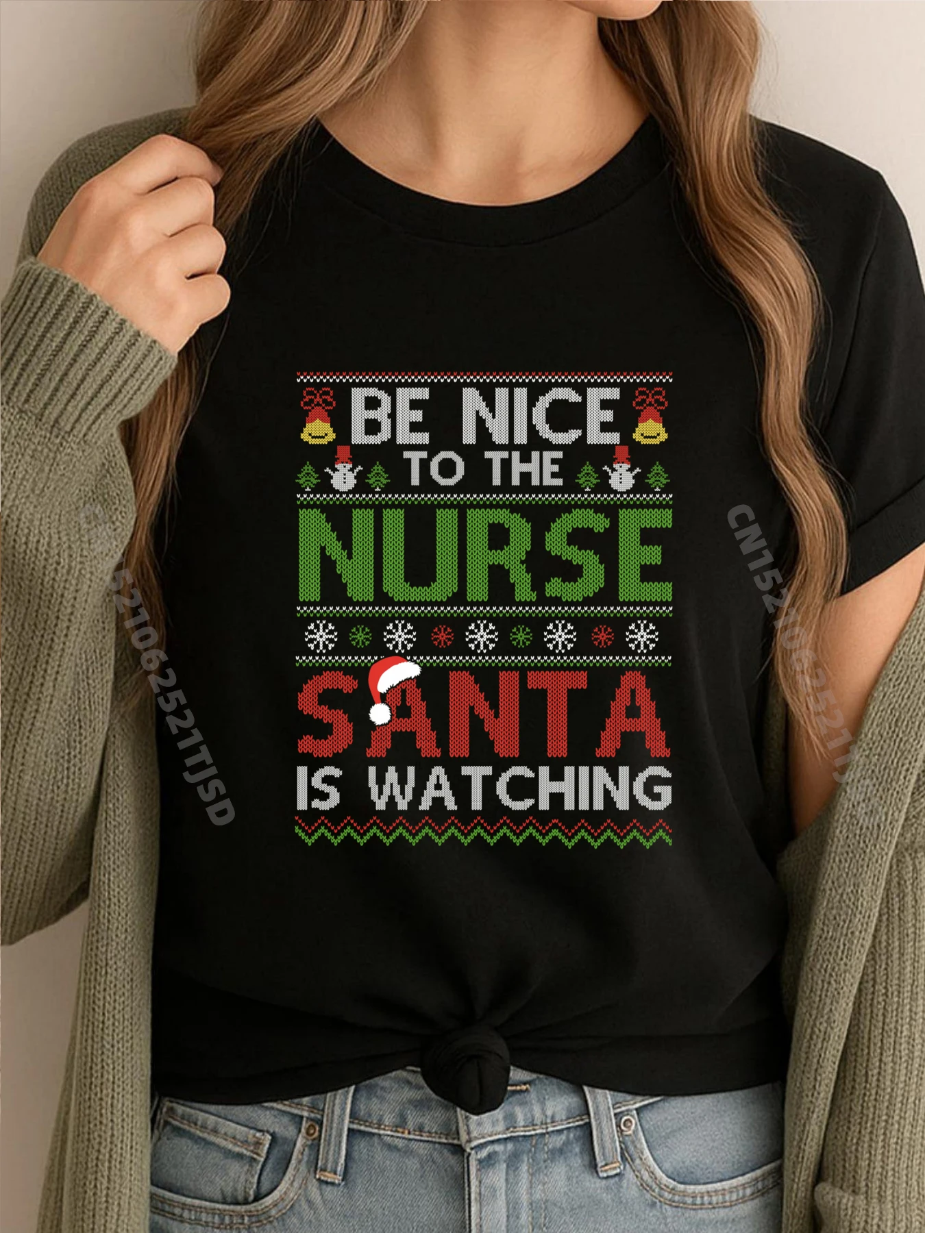 

Рождество медсестры Be Nice To The Nurse Santa Is Watching Рубашки Футболка с рисунком Camisas De Hombre Топы Футболка на открытом воздухе