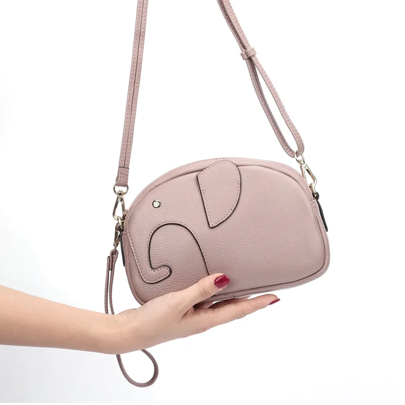 

Crossbody Clutche Shoulder Bag Women's Y2k Genuine Leather Cute Creative Elephant Trendy Top Layer Cowhide Large Capacity