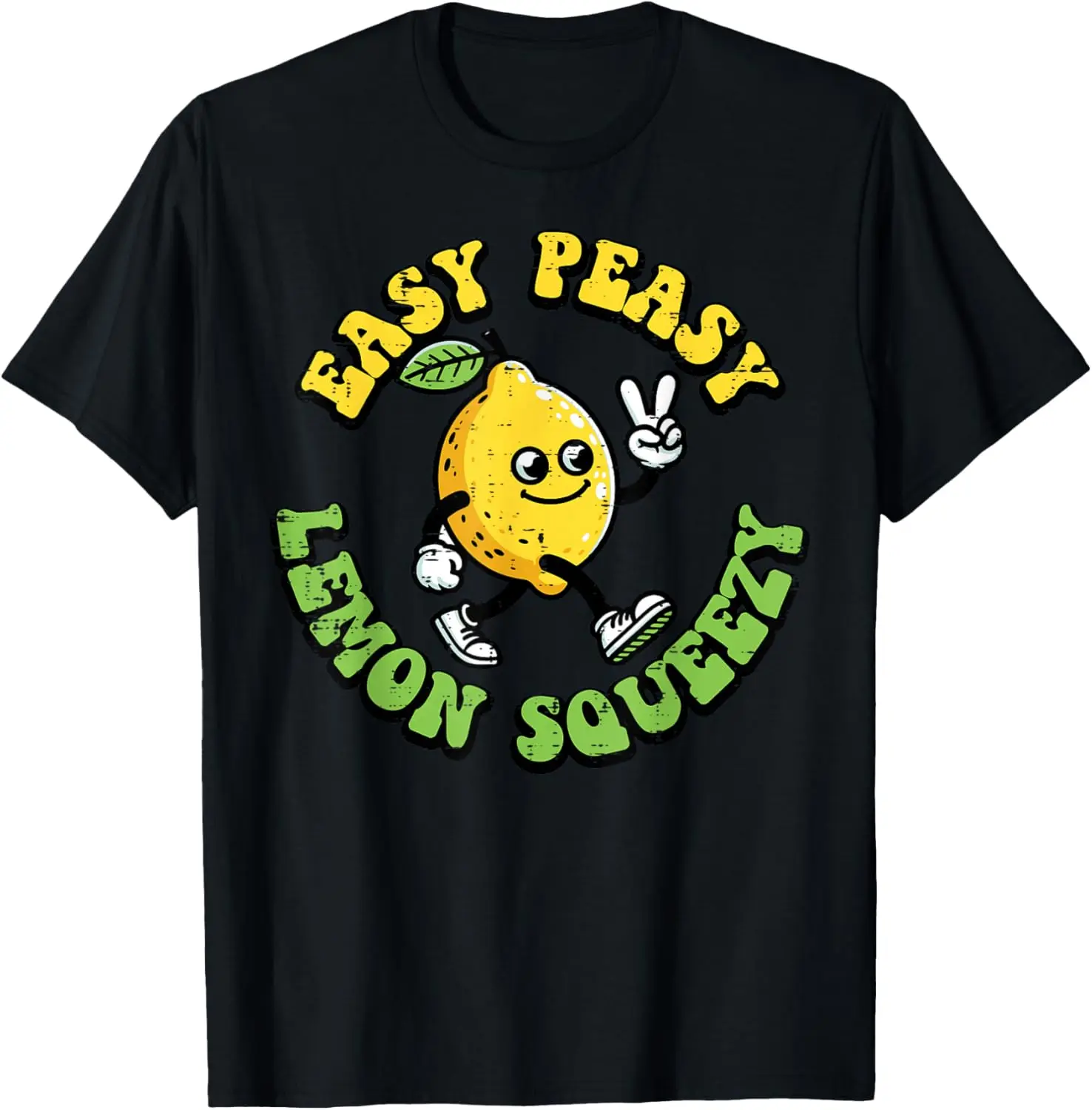 

Easy Peasy Lemon Squeezy Graphic Print Casual Cotton Crew Neck T-Shirt for Men and Women