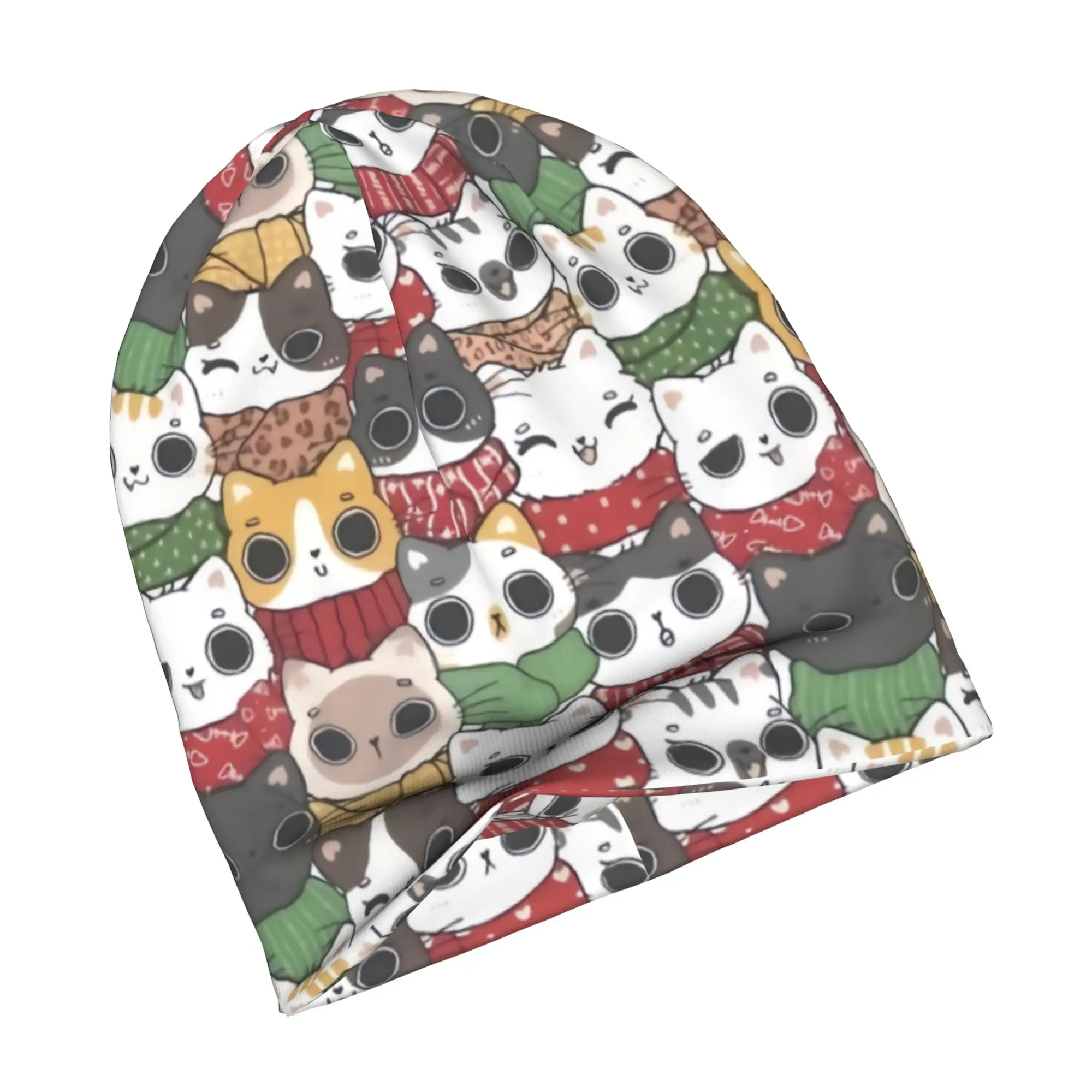 Cat Beanie Cap Winter Warm Bonnet Homme Knitted Hats Cool Outdoor Ski Colourful Creative  Skullies Beanies Hats For Men Women