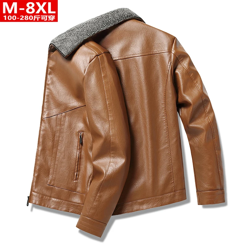 

Casual Slim Fit Zipper Mens Leather Coats Fleece Warm New Motorcycle Leather Jacket Male New Winter Men's PU Windproof Jackets
