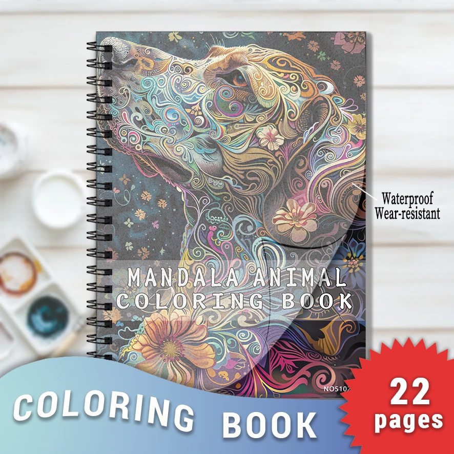 

Mandala Animal Coloring Book - 8.3 x 11.2 inches 22 pages coloring book - helps relieve stress and emotions, positive thinking,