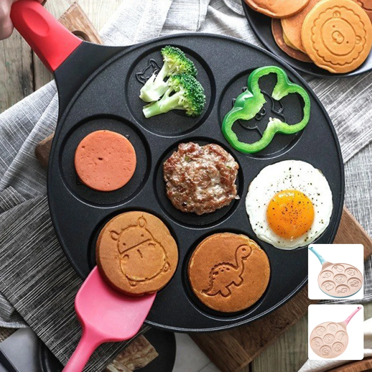 

Seven-hole Pancake Pan Fried Dumpling Pot Non-stick Flat Egg Frying Pan Breakfast Griddle Pan Heat Resistant Kitchen Accessories