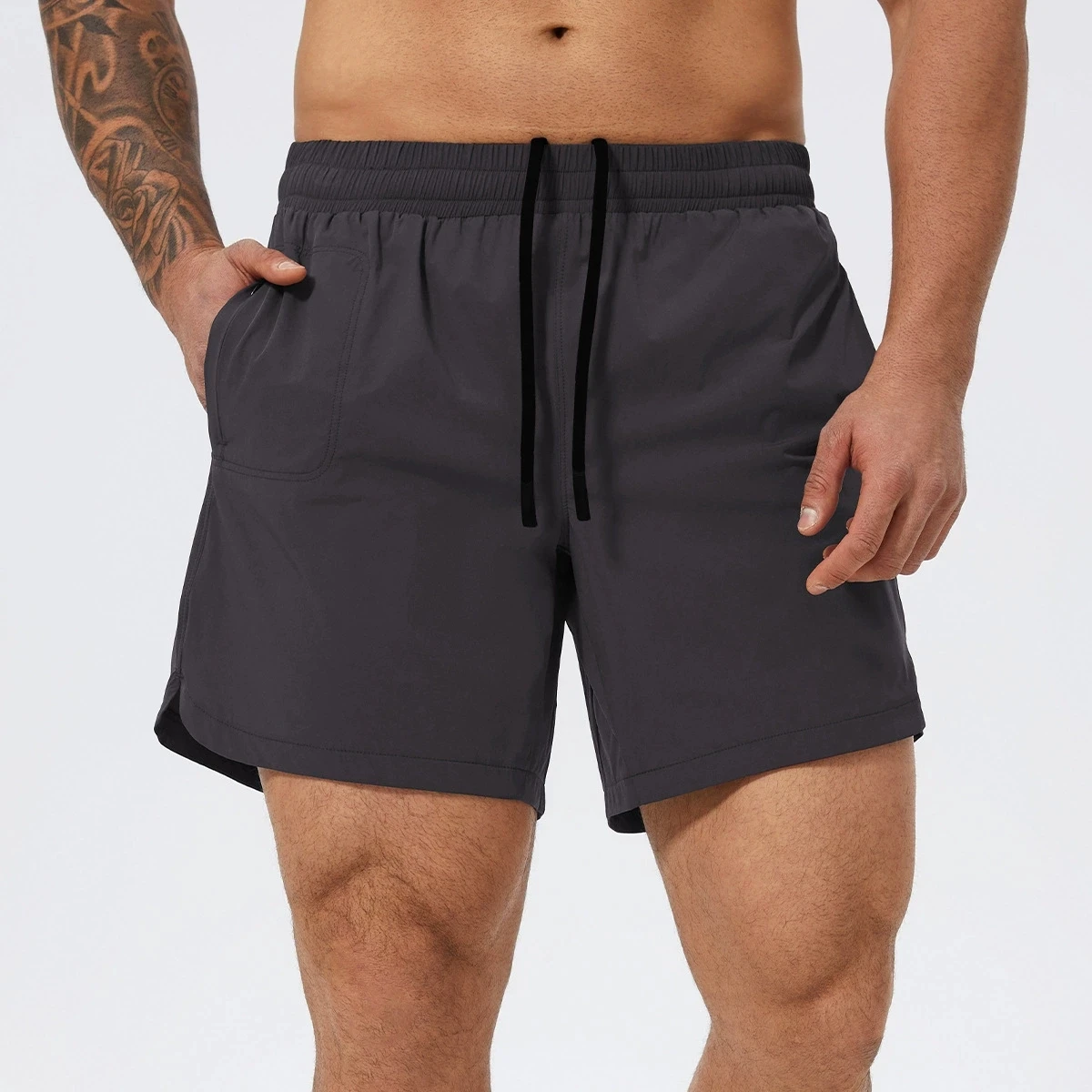 Men's Gym Sports Shorts Casual Sportswear Summer Fitness Push Up Breathable Fast Dry Workout Running Double Deck Sports Shorts