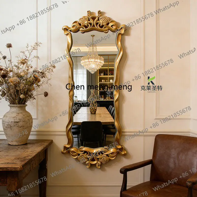 

French full-length mirror wall-mounted retro clothing store fitting mirror home bedroom full-length mirror American