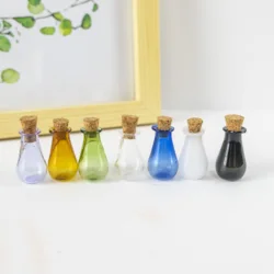 Mini Glass Flask Bottles, Cute Small Vase with Cork, Little Bottles, DIY Gift, Tiny Jars, Vials Mix, 7 Colors