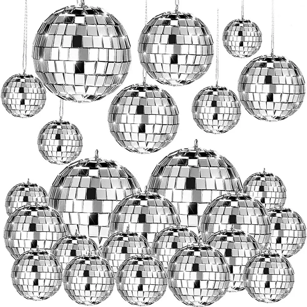 Ensemble de Boules de Chang en Verre Argenté, Ornement pour Décor de ixde Vacances avec Corde, 14 Pièces