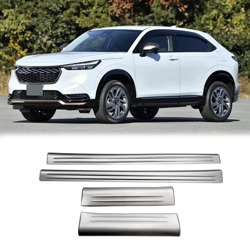 For Honda Vezel HR-V HRV 2021 2022 Stainless Steel Front Rear Inner Door Sill Pedal Scuff Plate Cover Trim 4Pcs