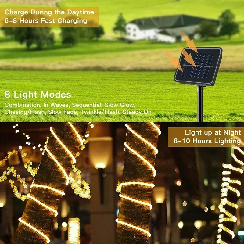 Zonne-Energie String Kerstverlichting 7M-32M 50led-300led Waterdichte Outdoor Slinger Zonne-Energie Lamp Kerst Voor Tuindecoratie