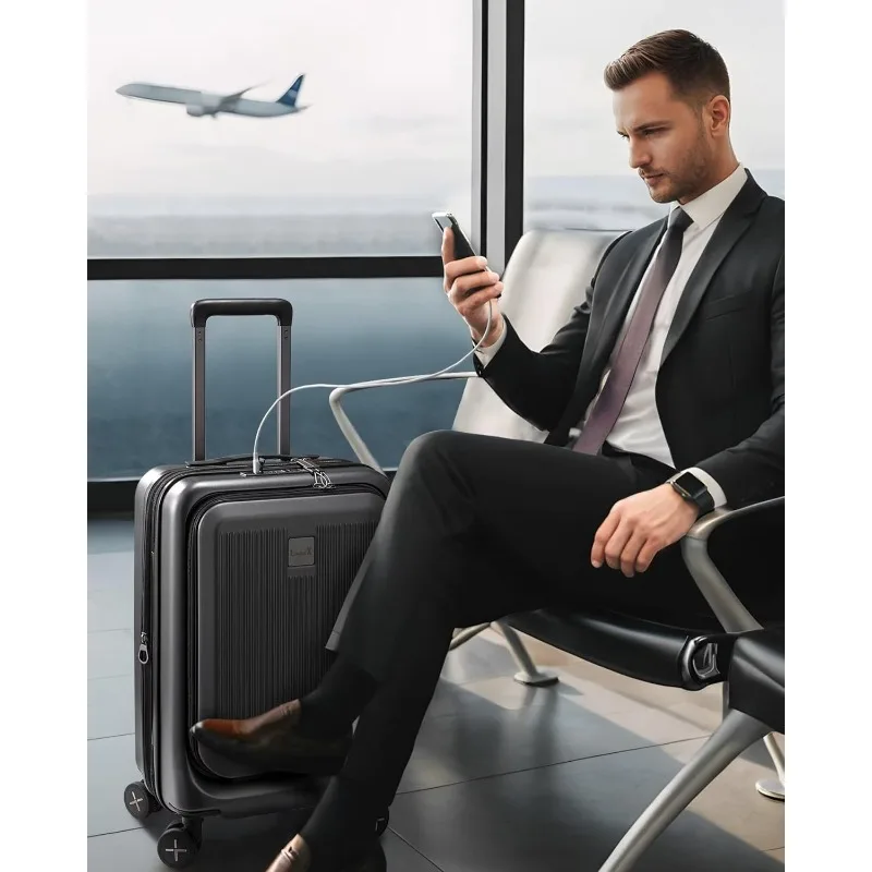 กระเป๋าเดินทาง 22x14x9 ได้รับการอนุมัติจากสายการบิน, กระเป๋าเดินทาง PC Hard Shell พร้อมกระเป๋าด้านหน้า, กระเป๋าเดินทางขยายได้พร้อมพอร์ต USB