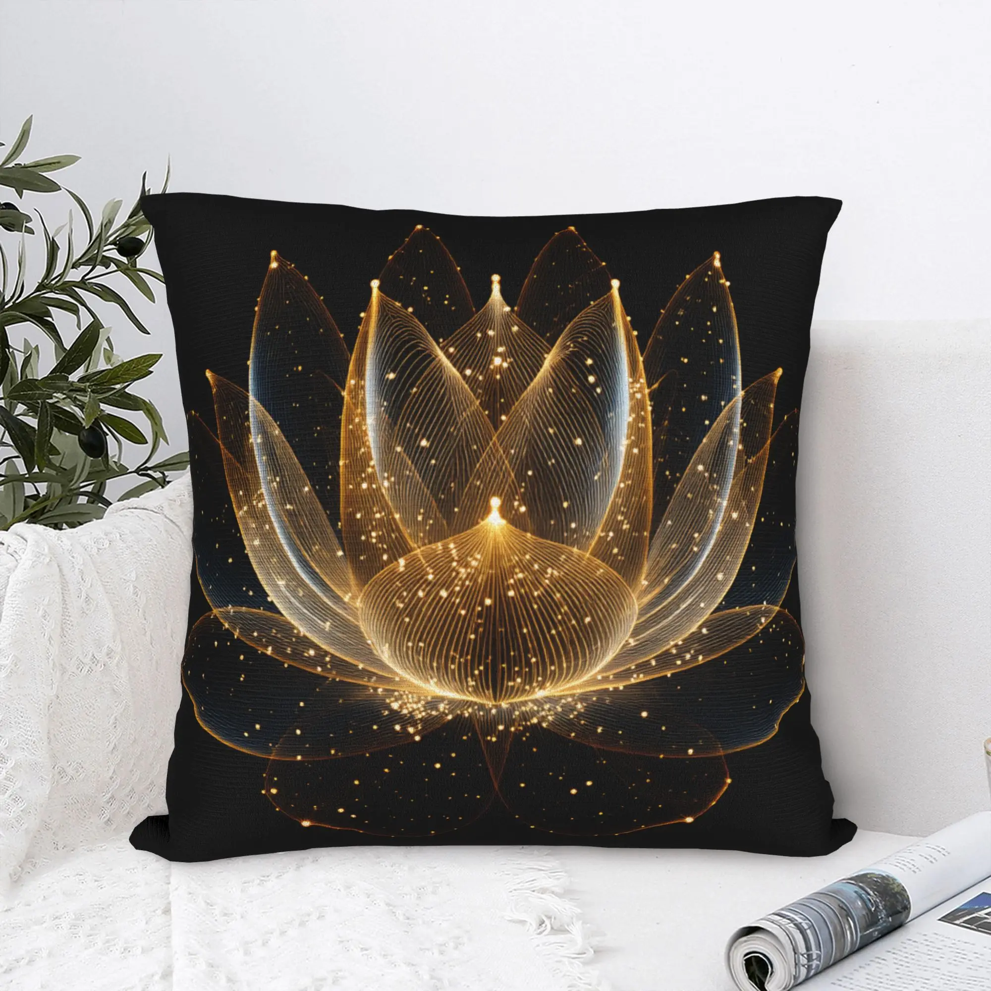 Black White Gold Flower Pillow Case  Comfy Pillow Cover For Office Car Home Decor Cute Funny Cushion Cover