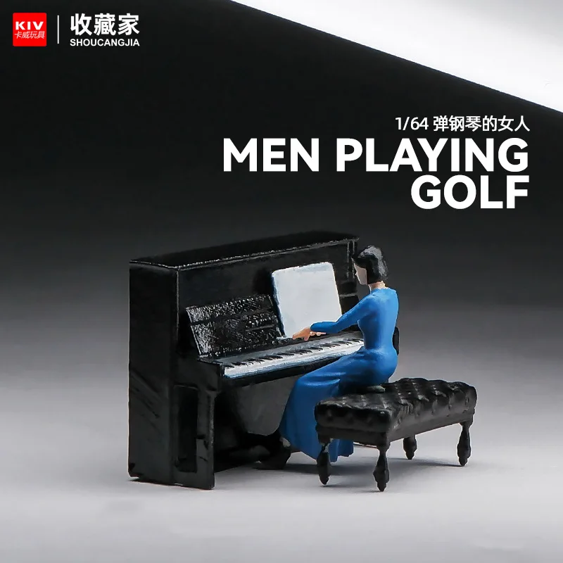 1:64 Band Piano-Playing Girl Model Miniature Resin Simulation Micro Figure 3D Diorama Display