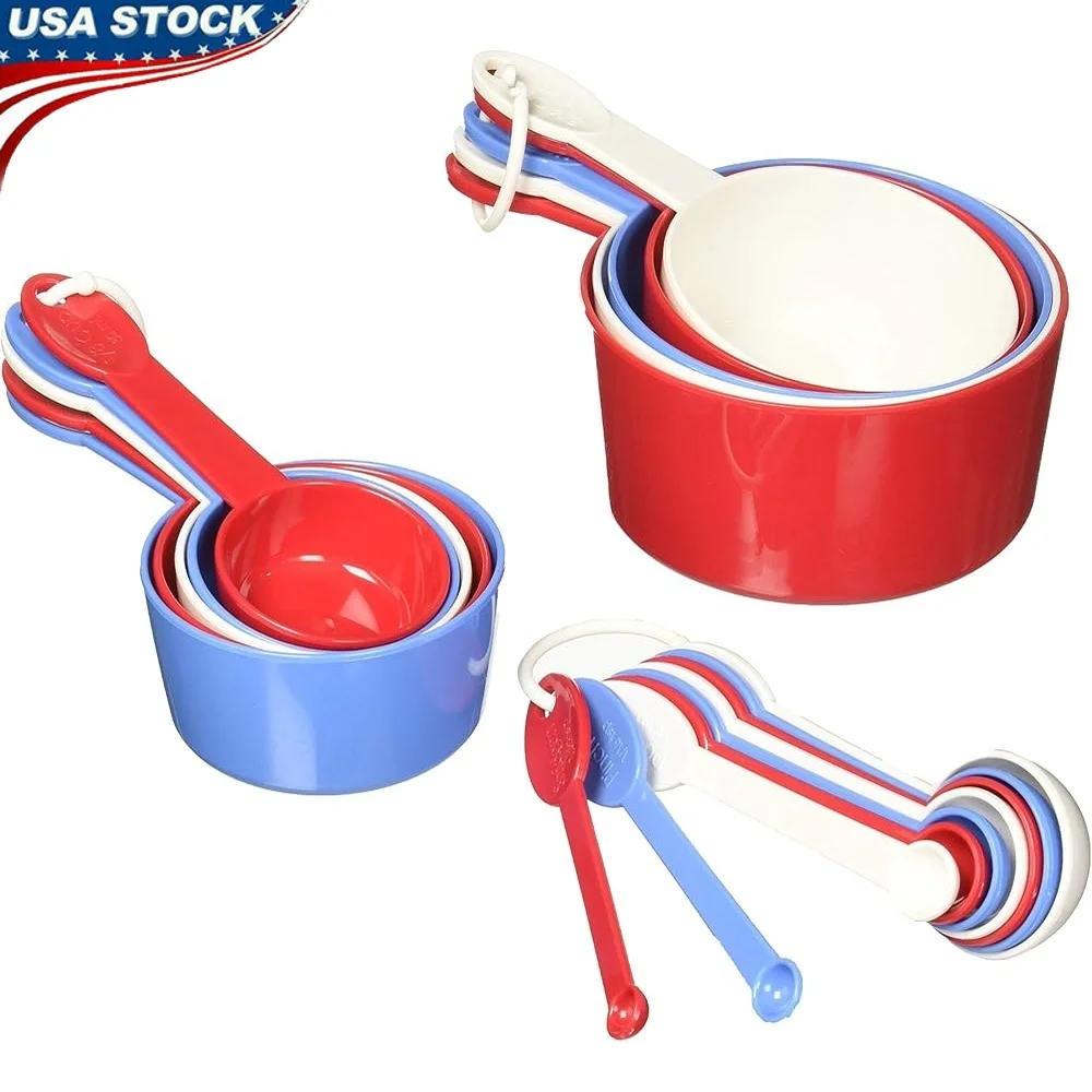 

Измерительный набор из 19 предметов с чашками, ложками, точные измерения сухих ингредиентов жидкости, кольца для хранения, стандартные метрические кухонные инструменты