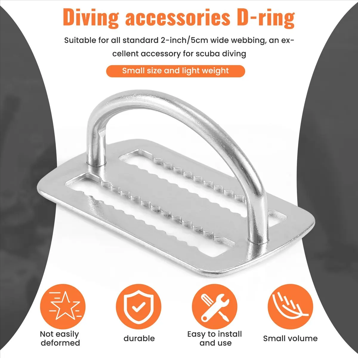 AD45 316 Stainless Steel D Ring Buckle Scuba Diving Weight Belt Keeper for 5cm Weight Belt Surfing Swimming Sport Accessories