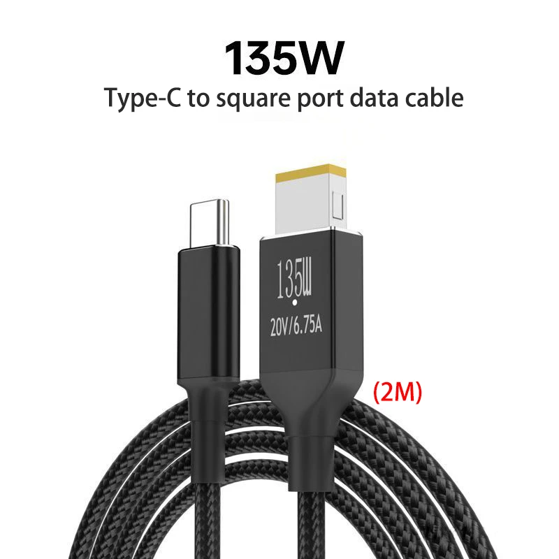 Cltgxdd USB C PD 135W Charger Power Cord Type-C To Slim Tip Square Port Conversion Cable Suitable For Lenovo Legion Y7000 Laptop
