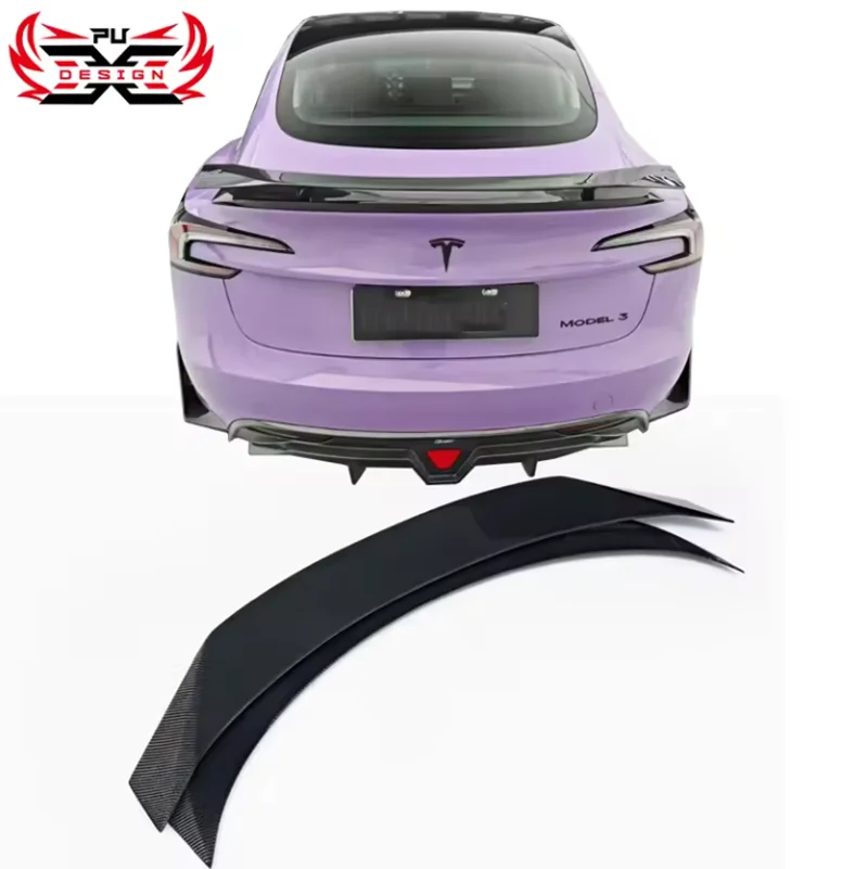 For Tesla Model 3 2023-2024 Carbon Fiber Rear Spoiler Wing Root Spoiler Wing Body Kit