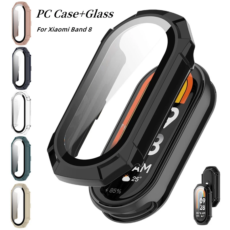 PC Hard Case + Glass for Xiaomi Mi Band 8 7 Screen Protector Bumper Protective Case for Mi Band8 band7 NFC Accessories TPU Film