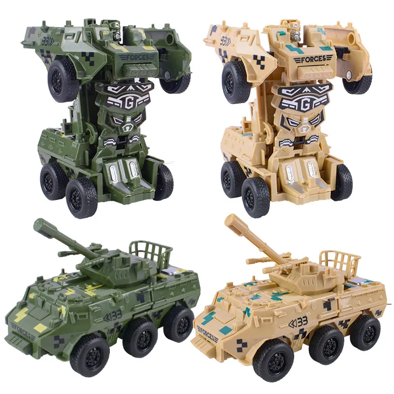 

Children's Inertia Crash Deformation Boys Toy Car 2 In 1 One-Click Collision Transform Robot Tank Armored Vehicle Toys Car Model