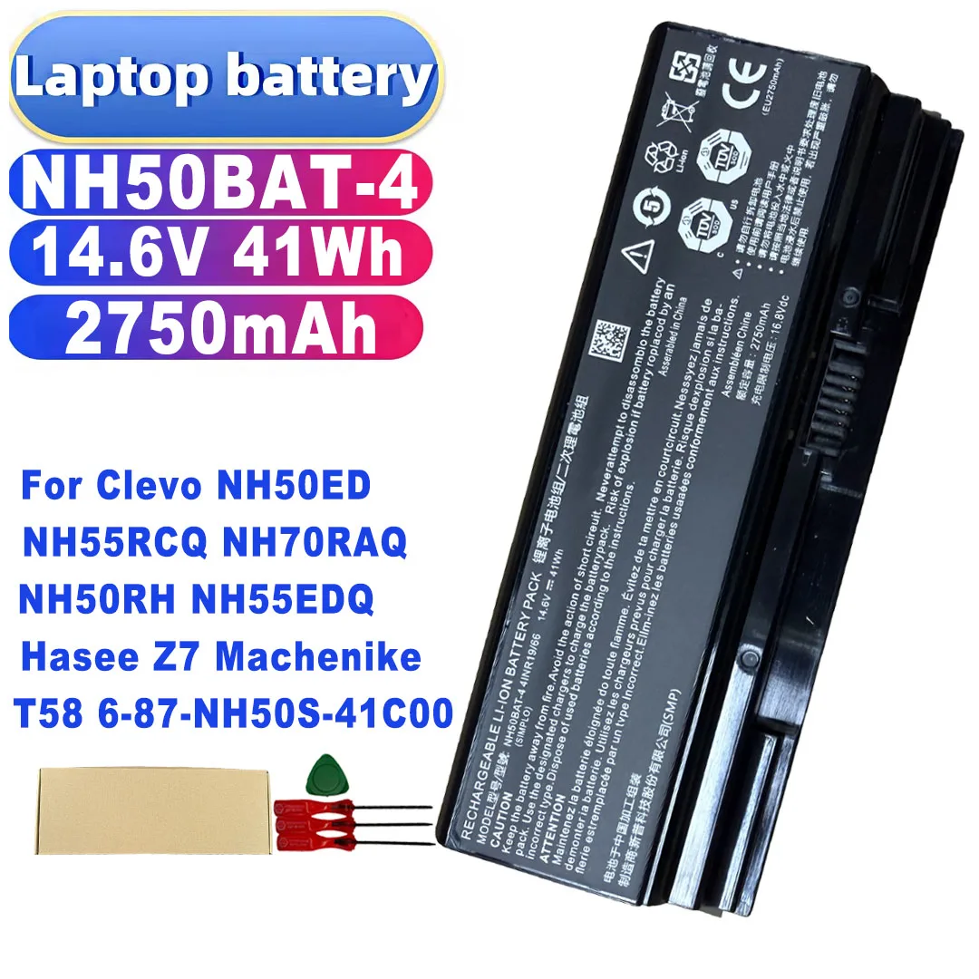 NH50BAT-4 14.6V 41Wh Battery for Clevo NH50ED NH55RCQ NH70RAQ NH50RH NH55EDQ Hasee Z7 Machenike T58 6-87-NH50S-41C00