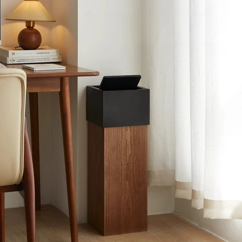 

Nordic Minimalist Style Wooden Storage Trash Bin Large Creative Classroom Bedroom Covered Homestay Hotel Wastepaper Basket FYWB