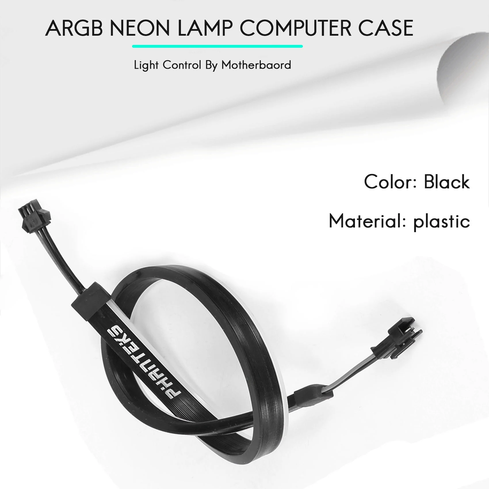 PHANTEKS Combo Bande lumineuse ARGB néon pour décoration de boîtier d'ordinateur, bande LED 5V 3PIN, connecteur lumineux AURA 400 mm x 2 pièces
