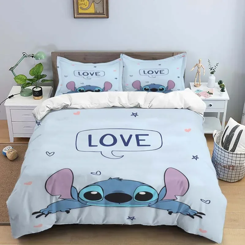 Custom Disney Stitch Duvet Cover Sets Pillowcase Bedding Set Kids Children Princess  Girls Single Queen King Size Bed Linen