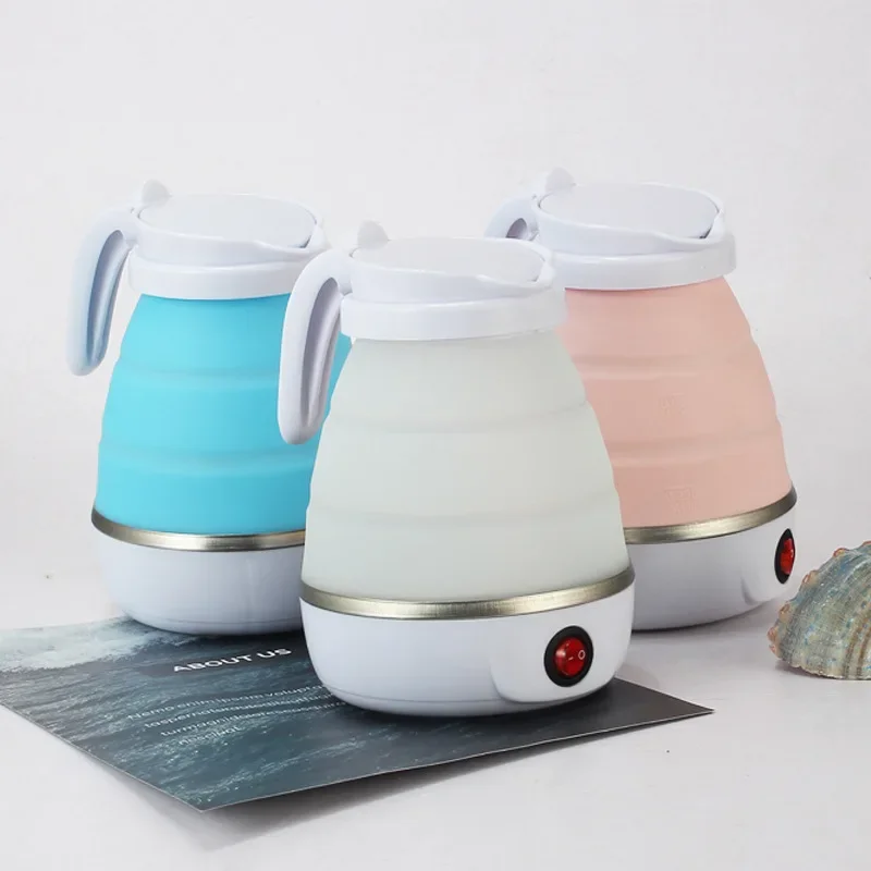 Mini Chaleira Elétrica Dobrável de Silicone Bule Portátil, Aquecedor de água para viagens ao ar livre, Home Tea Pot, 0.6L, 600W